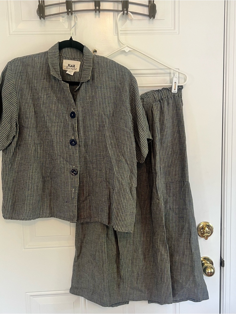 Vintage Flax Checked Linen Set